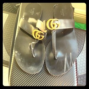 Gucci GG thong sandal with gold hardware